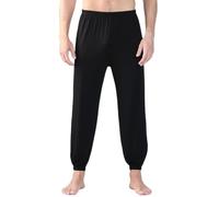 YOUCAI Men's Long Lounge Wear Pants Casual Summer Solid Colors Pants Relaxed Fit Elasticated Waist PJ Bottoms Pyjama Pants Lounge Pants,Black,7XL