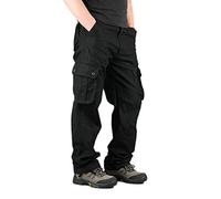 YOUCAI Mens Plain Combat Trousers Work Trousers Army Military Tactical Multi Pocket Pants Outdoor Cargo Trousers,Black,44W