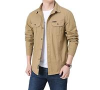 YOUCAI Mens Safari Shirts Long Sleeve Work Shirt Hiking Fishing Lightweight Quick Dry Camping Travel Shirts Casual Cargo Jacket Slim Fit Military Jacket,Khaki,S