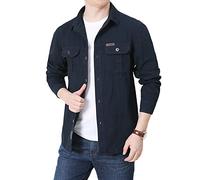 YOUCAI Mens Safari Shirts Long Sleeve Work Shirt Hiking Fishing Lightweight Quick Dry Camping Travel Shirts Casual Cargo Jacket Slim Fit Military Jacket,Black Blue,M