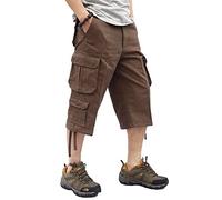 YOUCAI Men's Summer Cargo Shorts Work Short Pants Loose Fit Multi-Pocket Outdoor Tactical Climbing Shorts Knee Length Shorts with Multi Pockets,A-Coffee,44