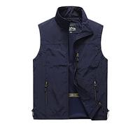 YOUCAI Mens Summer Lightweight Outdoor Casual Gilet Safari Vest Sleeveless Jacket Breathable Quick Dry Fishing Vest Photography Waistcoat Camping Hunting Top Utility Vest,Navy,5XL