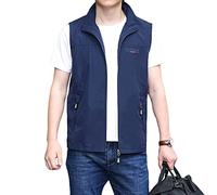 YOUCAI Men's Summer Stylish Gilet Outdoor Vest Fishing Waistcoat Lightweight Mesh Vest Thin Camping Hunting Gilet Safari Hiking Vest Sleeveless Jacket,Navy,XXL