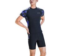 YOUCAI Men's Swimsuit Short Sleeve/Long Sleeve Base Layer Top & Swimming Trunks with Pattern Diving Wet Snorkeling Surfing Suits 2 4XL