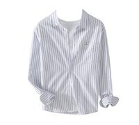 YOUCAI Men's Vertical Striped Shirts Casual Grandad Shirt Comfort Poplin Formal Business Shirt Comfortable Daily wear Spring Autumn Funky Summer Beach Tops White XL