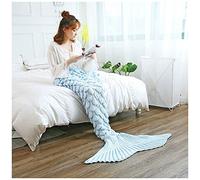 YOUCAI Mermaid Tail Blanket - Soft, Warm Mermaid Blanket for Girls & Women, All Seasons, Birthday Gift, Blue, 140x70cm