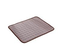 YOUCAI Portable Washable Solid Color ice Silk Pad Cooling Sleeping Pad Breathable Foldable Dog Self-Cooling Cushion Blanket Mat for Indoor or Outdoor Brown