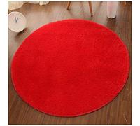 YOUCAI Round Shaggy Area Rugs Short/Long Faux Fur Soft Fluffy Plain Modern Shaggy Rugs Mats Circular Thick Floor Carpet Rug for Living Room Home Decor,80cm,Red-Short
