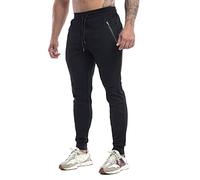 YOUCAI Tracksuit Bottoms Mens Joggers Sweatpants Slim fit with Zip Pockets Casual Chinos Running Workout Jogging Trousers,Black,XS