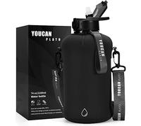 Youcan Plato Water Bottle 2 L with Straw and Sleeves, Water Bottle 2 Litres, 2 Litre Sports Bottle, Gym Bottle, Fitness Gallon Water Bottle, Drinking Bottle BPA Free, Bottle for Carbonated Drinking
