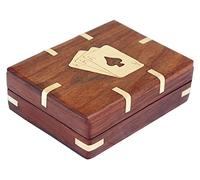 YouCan Single Playing Card Box Black Handcrafted Wooden Case Brass Inlay Art India
