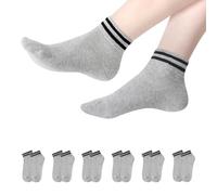 YOUCHAN 6 Pairs Socks Men Women, Short Cotton Comfortable Ankle Trainer Retro Socks Gray 9-11
