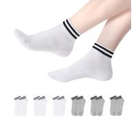 YOUCHAN 6 Pairs Socks Men Women, Short Cotton Comfortable Ankle Trainer Retro Socks White Gray 9-11