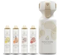 YOUCISION® 3-in-1 Shower Foam Dispenser - Individually Mixable & Refillable - Vegan, Skin Friendly & Sustainable - Made in Germany - with 4 Cartridges (Starter Set, Fragrance Travel Starter Set)