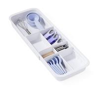 YouCopia DrawerFit Sliding Drawer Tray with Adjustable Dividers, Expandable Kitchen Storage Organizer, Speckled White