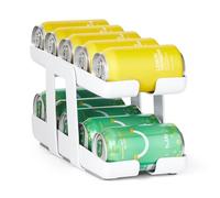 YouCopia Rolldown Beverage Can Dispenser, Space-Saving 2-Tier Drink Organizer for Fridge Storage, One Size, Speckled White
