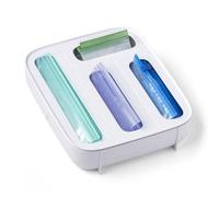 YouCopia StoraBag Drawer Food Bags Dispenser, 4-Slot, Plastic Sandwich Bag Organizer for Kitchen Storage, White