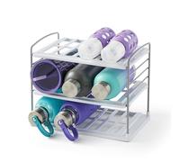 YouCopia UpSpace Adjustable Water Bottle Organiser for Kitchen Cupboard and Pantry Storage, Tumblers and Wine Bottle Holder, 3-Shelf, White