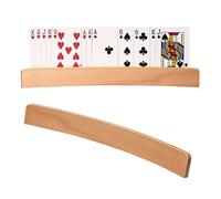 YOUDALIS 2Pcs Playing Card Holder,Curved Shape Wooden Cards Holders,Hands Free Poker Rack Organizer for Kids Adults Seniors Card Game Accessories for Bridge