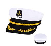 YOUDALIS Sailor Captain Hat Navy Captains Sailors Costume Hats Marine Cap | Adjustable for Men Women Adult and Kids Holiday Party Costume,White