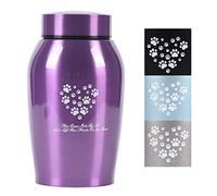Youdear Memorials Pet Cremation Urns for Dogs & Cats - Purple, Paw Pattern, Stainless Steel, Medium (H18cm x W10cm x L10cm)
