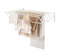YOUDENOVA Wall Mounted Clothes Airer Extendable with 7 Rails Space-Saving Drying Rack for Laundry Room, Metal Towel Rail for Bathroom, (42-80) x 59 x 19 cm, White
