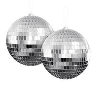 Youdepot 15 cm Disco Ball 2 Pack, Silver Hanging Mirror Balls with String, Glitter Ball Party Decorations for Christmas, Wedding, Birthday, DJ Stage and Home Decor
