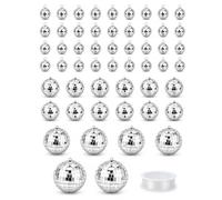 Youdepot 54PCS Mini Disco Balls Set with 10m Fishing Line, Assorted Silver Hanging Mirror Balls, Glitter Ball Decorations for Christmas Tree, Wedding, Party, Crafts, Classroom and Garden Decor