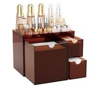 Youdepot Acrylic Face Towel Holder with Drawer - 4-Layer Disposable Face Towel Holder Organizer Box - Bathroom Countertop Storage for Cotton Pads, Swabs, and Skincare(Amber)