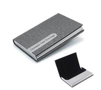 Youdian Custom Personalized Business Card Holder Engraved Your Name/Logo/Text Personalized Leather Business Card Case Holders for Men or Women as Business Unique Present (Silver)