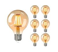 YOUDIAN E27 Screw Bulb,Led Edison Light Bulb, Non-Dimmable Retro E27 Screw Bulb,220V 4W(40W Equivalent) 400 Lumen Warm White 2700K CRI>90,G80 Led Filament Light Bulb,90% Energy Saving（6 Pack