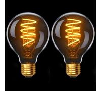 YOUDIAN Filament Vintage LED Bulbs,E27 Edison Screw, G80 Dimmable LED Filament Bulbs,Energy Saving 4W Equivalent 40W,2200K Warm White,400LM, Globe Retro Amber Glass LED Light Bulb 2-Pack