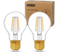 YOUDIAN LED E27 Edison Screw Bulb,Warm White 2700K,60 Watts Equivalent,6W ES Bulbs,Screw in Light Bulb,A60 Clear LED Filament Energy Saving Light Bulbs,600 Lumen,Non-Dimmable,Pack of 2