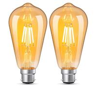 YOUDIAN Vintage Bayonet LED Light Bulb 4W,40 Watt Equivalent,B22 ST64 2700K Warm White Bulb,Antique/Retro Amber Glass Lamp,Not-dimmable,Bayonet LED Filament Lamp Squirrel Cage,400LM, 2 Pcs