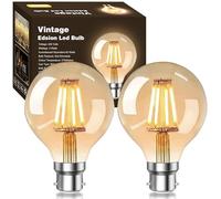 YOUDIAN Vintage Edison Bayonet Light Bulb 40W Equivalent,4W Energy Saver G80 B22 LED Bulbs Warm White 2700K,B22 Bayonet Cap Edison Retro Style LED Decorative Light Bulb,220V,Pack of 2