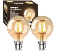 YOUDIAN Vintage Edison Bayonet Light Bulb,6W(60W Equivalent) G80 B22 LED Energy Saver Filament Bulbs Bayonet Cap,Amber Retro Style Decorative Light Bulb Warm White 2700K,220V,Pack of 2