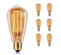 YOUDIAN Vintage Edison Light Bulb 40W - Dimmable Screw Edison Light Bulb ST64 - E27 Base 220V Incandescent Classic Antique Bulb Style - Warm Whtie 2700K - Amber Glass-6 Packs