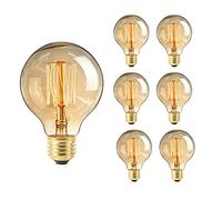 YOUDIAN Vintage Edison Light Bulb, Dimmable Vintage Light Bulbs 40W E27 Screw Decorative Spiral Filament Bulbs Soft G80 220V Warm White Lights (6 Pack)