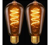 YOUDIAN Vintage LED Light Bulbs, E27 Screw Bulb, Dimmable Edison Bulbs, Energy Saving 4W Equivalent 40W, ST64 Filament Bulb, 2200K Amber Warm, 400LM, E27 LED Bulbs