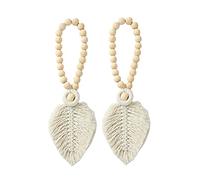 Youding Curtain Tiebacks Boho Woven Leaf Curtain Tiebacks, Curtain Holder Hooks for Wall, Braided Curtain Tiebacks Rope Belt Curtain Ties for Window Curtain Accessories