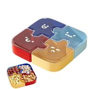 Youding en für Kinder | 4-Way Removable Puzzle Serving Plate | Divided Fruit Bowl | For Storing Nuts, Sweets and Biscuits for Home, Office
