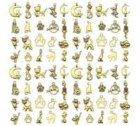 Youdiyla 100pcs Alloy Ancient Golden Animal Series Kitten Set Pendant Jewelry Making DIY Keychain Earrings Pendant Various Design Charms for Jewelry Making Bracelets Necklace (SN840)