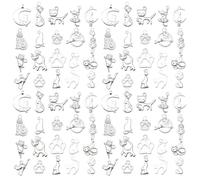 Youdiyla 100pcs Alloy Bright Silvery Animal Series Kitten Set Pendant Jewelry Making DIY Keychain Earrings Pendant Various Design Charms for Jewelry Making Bracelets Necklace (SN843)