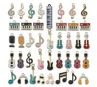 Youdiyla 80pcs Music Theme Mixed Shapes Musical Instruments Alloy Enamel Charm Pendants for DIY Bracelet Jewelry Making SN964