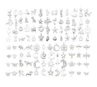 Youdiyla Gold Animal and Nature Charms Set, 80 Piece Assorted Metal Pendant Collection, Celestial Moon Star, Pet Paw, Sea Life, Butterfly, Dragonfly Designs for DIY Jewelry Making (SN1016)