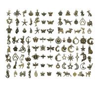 Youdiyla Gold Animal and Nature Charms Set, 80 Piece Assorted Metal Pendant Collection, Celestial Moon Star, Pet Paw, Sea Life, Butterfly, Dragonfly Designs for DIY Jewelry Making, Uniform size, Zinc