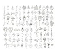 Youdiyla Vintage Gold Tone Mixed Theme Charm Pendants Set, 80 Pieces Assorted Designs with Hearts, Flowers, Music Notes, Wine and Tree of Life for DIY Jewelry Making and Crafts (SN1021)