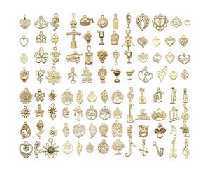 Youdiyla Vintage Gold Tone Mixed Theme Charm Pendants Set, 80 Pieces Assorted Designs with Hearts, Flowers, Music Notes, Wine and Tree of Life for DIY Jewelry Making and Crafts (SN1019)
