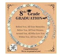 YOUDRN 8th Grade Graduation Gifts for Girls Women, Tiny Gemstone Compass Graduation Bracelet, Class of 2026 High School College Masters Grad Gifts for Friend Sister