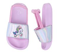 Youecci Girls Flip Flops 7 Kids Bathroom Shower Sandals Summer Beach Pool Slides Lightweight Non-Slip Glitter Indoor Outdoor Shoes Unicorn Silver 7 UK
